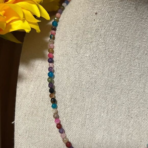 Multicolor Beaded Necklace with Gold Accent #J3 - Picture 4 of 6